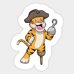 Tiger as Pirate with Wooden leg & Hooked hand Sticker